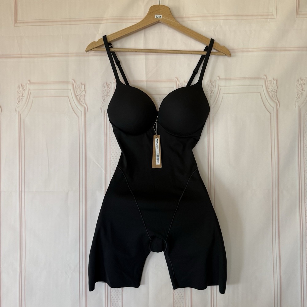SKIMS Ultimate Body Push Up Butt & Hip Pad Mid-thigh Bodysuit Onyx Sz S NWT $188